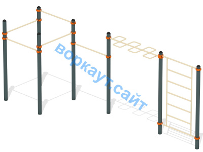 Воркаут турники с шведской стенкой и рукоходом  ВС-21 в Ямало-Ненецком АО