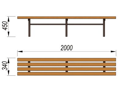 Двухметровая лавочка без спинки 2 м МАФ 1602 в Ямало-Ненецком АО