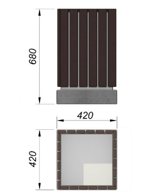 Урна деревянная квадратная с бетонным основанием МАФ 1633 в Ямало-Ненецком АО
