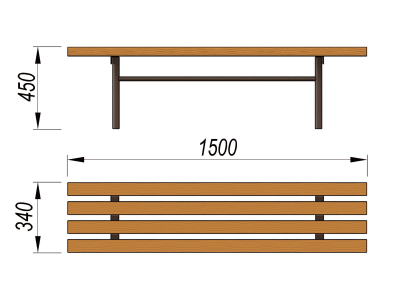 Лавочка без спинки МАФ 1601 в Ямало-Ненецком АО