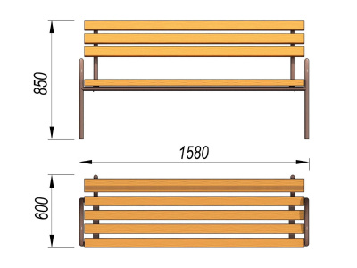 Парковая лавочка со спинкой МАФ 1605 в Ямало-Ненецком АО